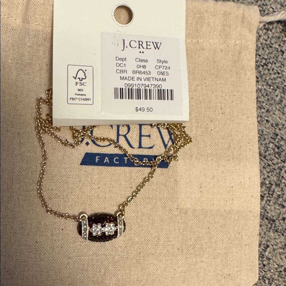 NWT JCrew Factory Pavé football charm necklace - Picture 2 of 5